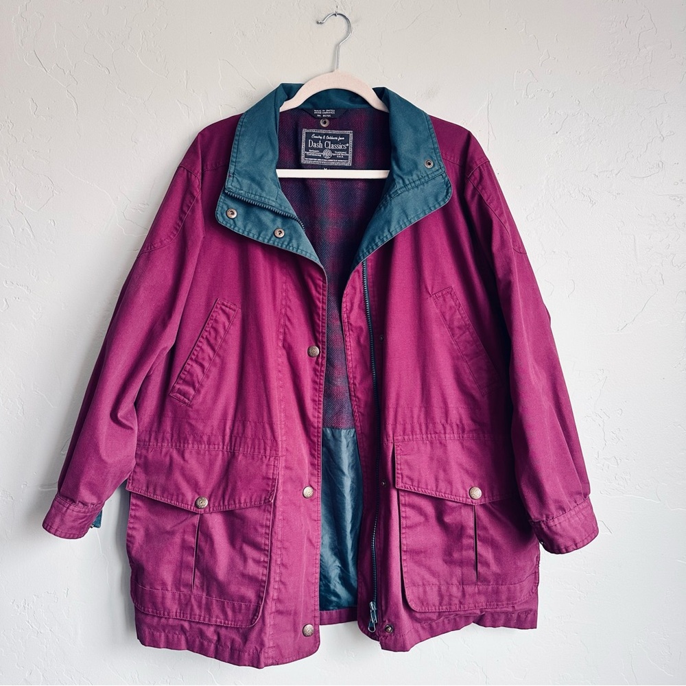 Dash Classics Vintage Purple Teal Oversized Cottage Barn Chore Utility Jacket M